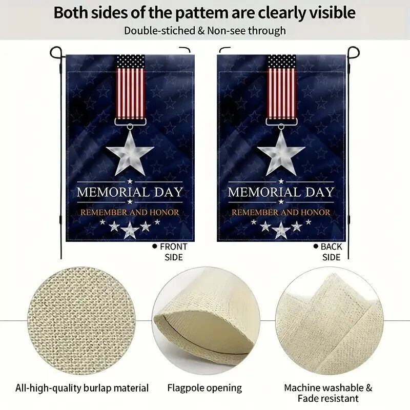 Memorial Day Remember & Honor Garden Flag Double Sided 12" x 18" NEW! Home & Garden:Yard, Garden & Outdoor Living:Décor:Flags Cozy Home Treasures